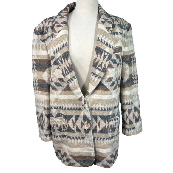 East West Vintage Wool Blend Jacket Women’s Large Southwestern Design - Picture 1 of 8